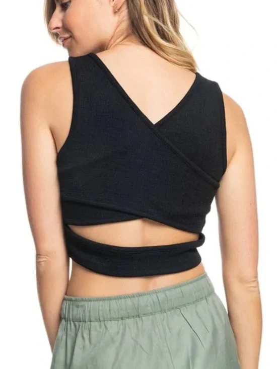 Roxy Ribbed Crop Tank Top | Small - Picture 2 of 6